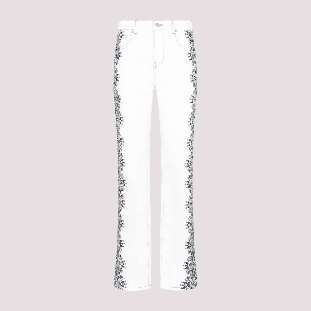 ETRO  Jeans di Cotone Bianco ETRO Esme con Stampa Laterale In Saldo