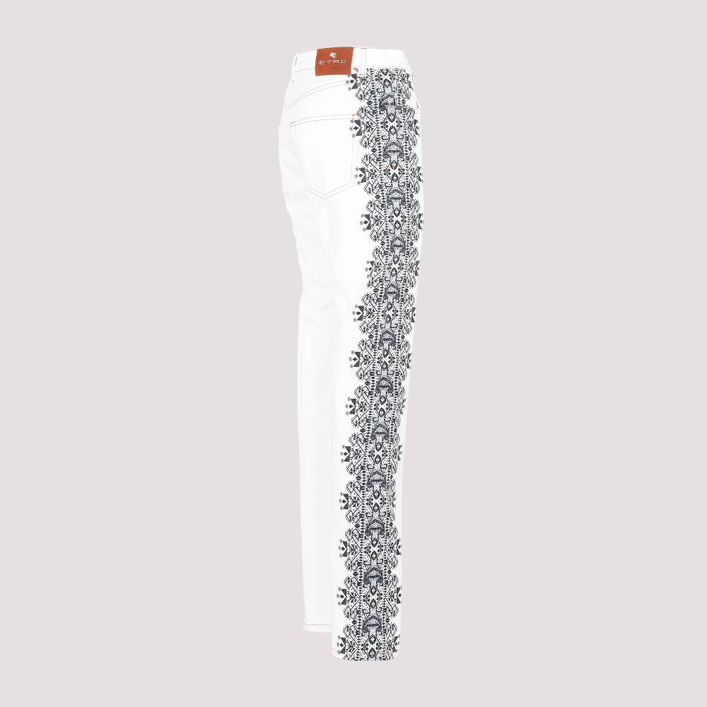 ETRO  Jeans di Cotone Bianco ETRO Esme con Stampa Laterale In Saldo