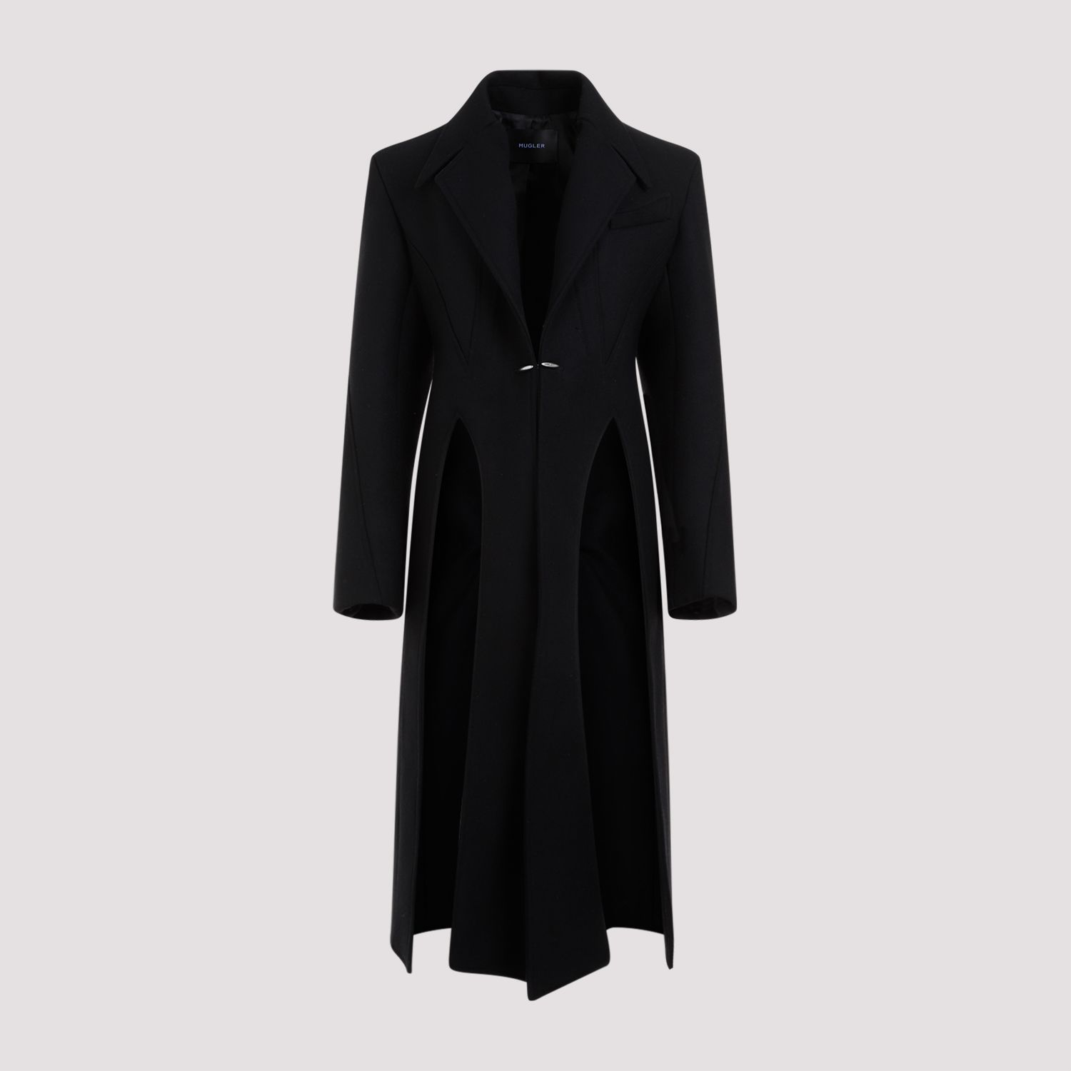 MUGLER  Cappotto Nero in Lana e Poliammide Mugler Lunghezza Caviglia Italy