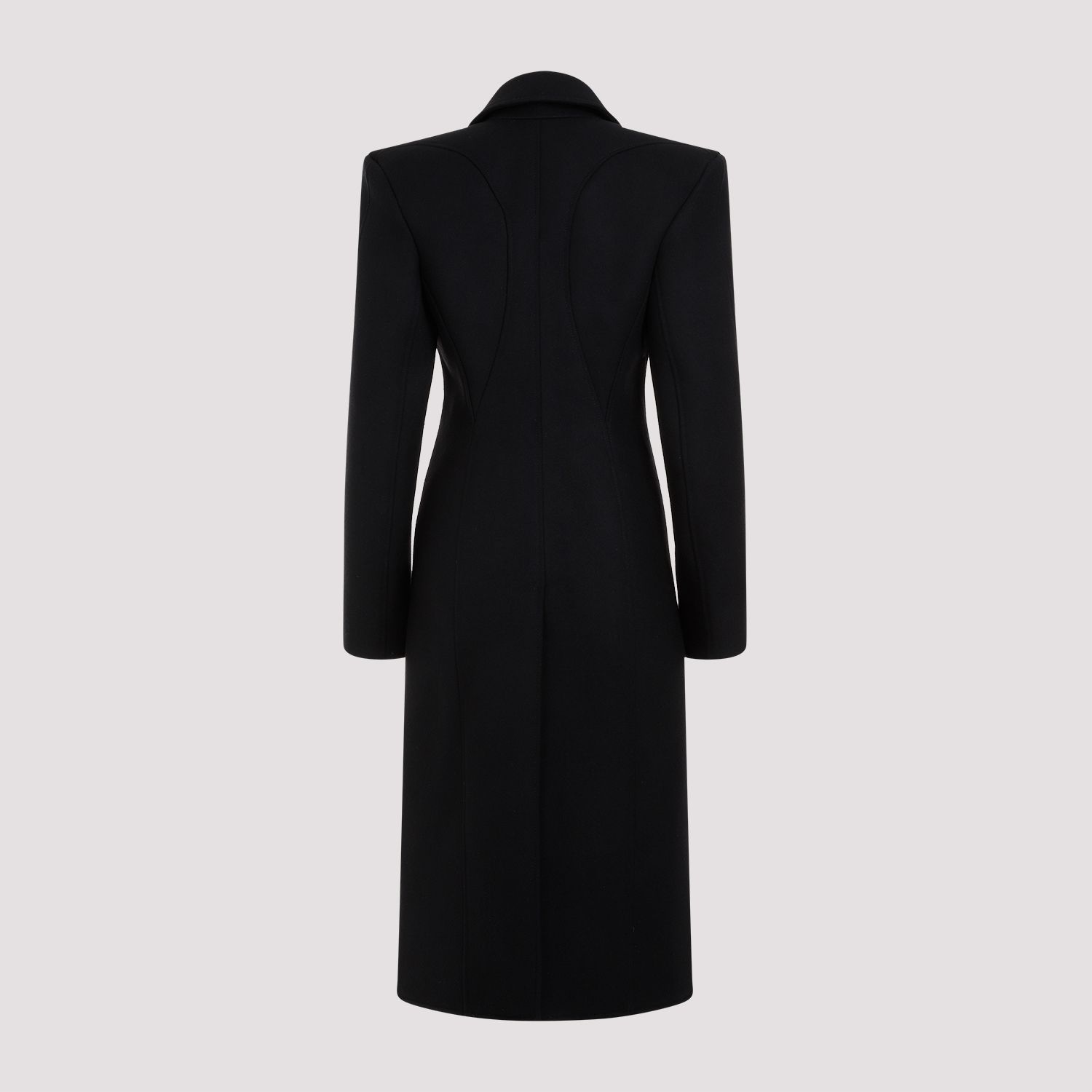 MUGLER  Cappotto Nero in Lana e Poliammide Mugler Lunghezza Caviglia Italy