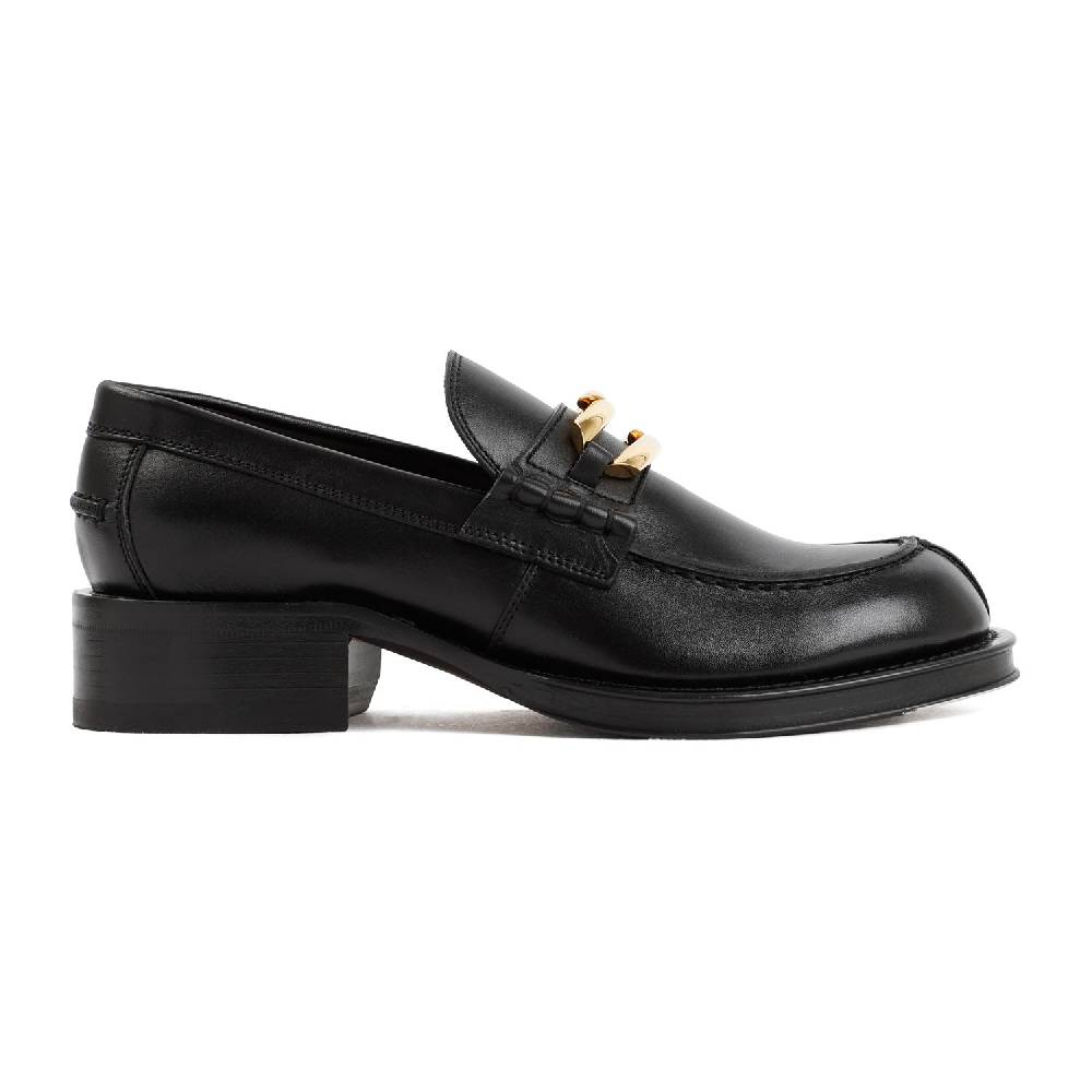 LANVIN  Mocassini LANVIN Neri in Pelle con Dettagli Dorati
