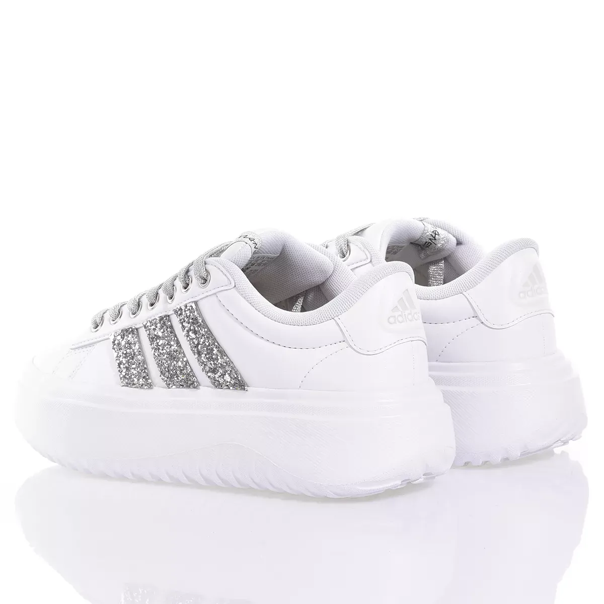 ADIDAS  Sneakers Adidas da Donna Piattaforma Bianco Argento in Eco-Pelle In Linea