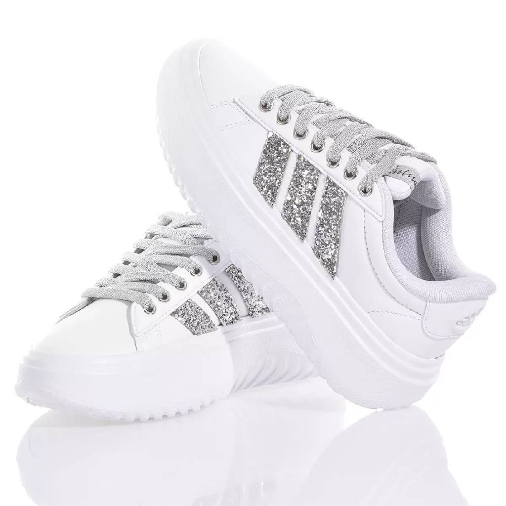 ADIDAS  Sneakers Adidas da Donna Piattaforma Bianco Argento in Eco-Pelle In Linea