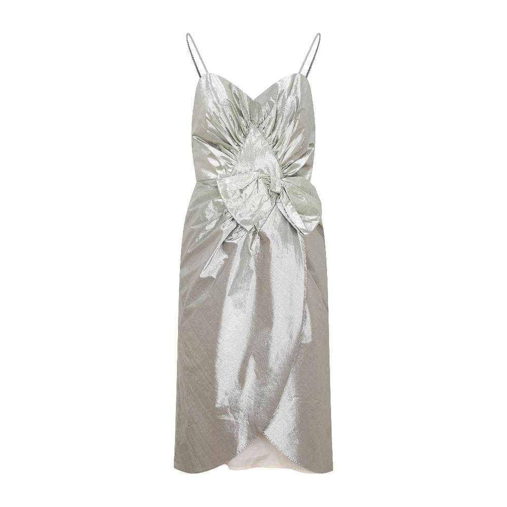 MAISON MARGIELA  Abito Midi Maison Margiela in Cotone Metallizzato Argento