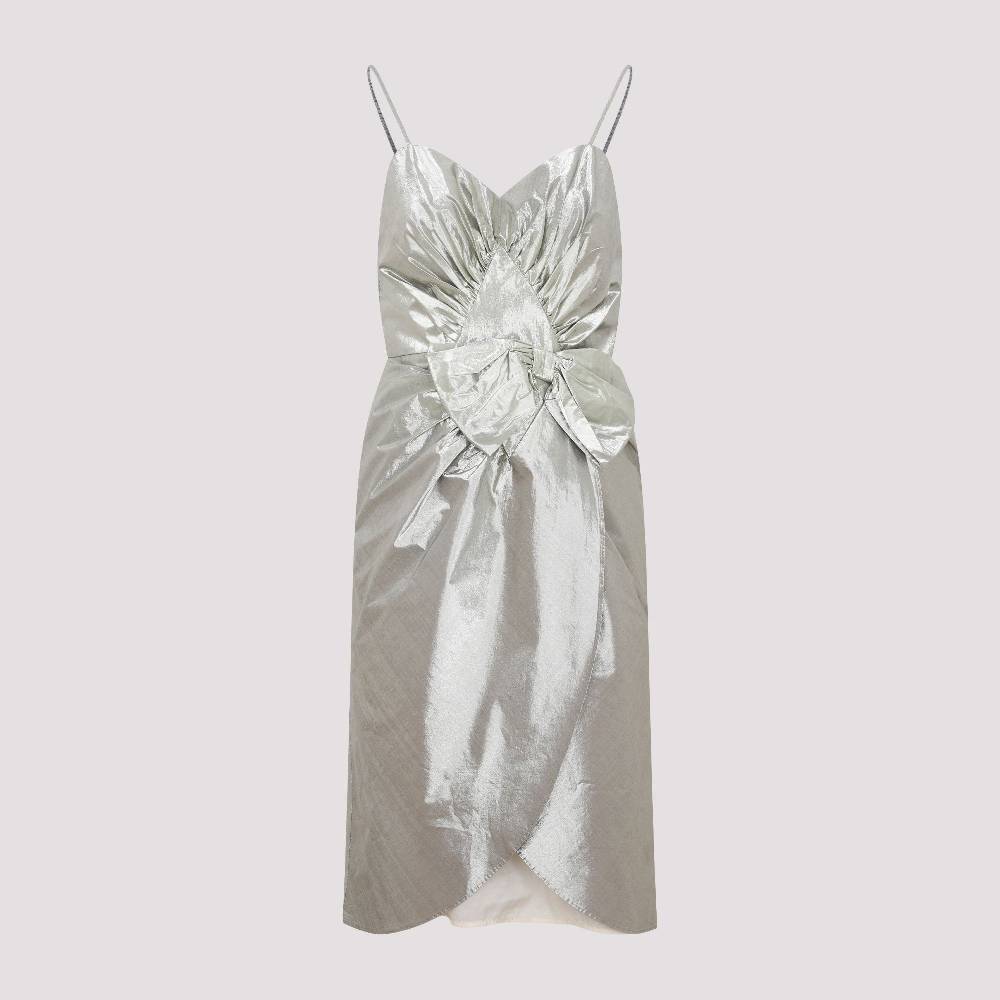 MAISON MARGIELA  Abito Midi Maison Margiela in Cotone Metallizzato Argento Nuovo