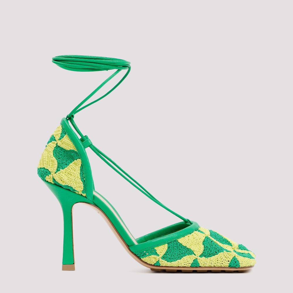 BOTTEGA VENETA  Sandali Bottega Veneta Verde e Giallo in Cotone per Donna Vendita