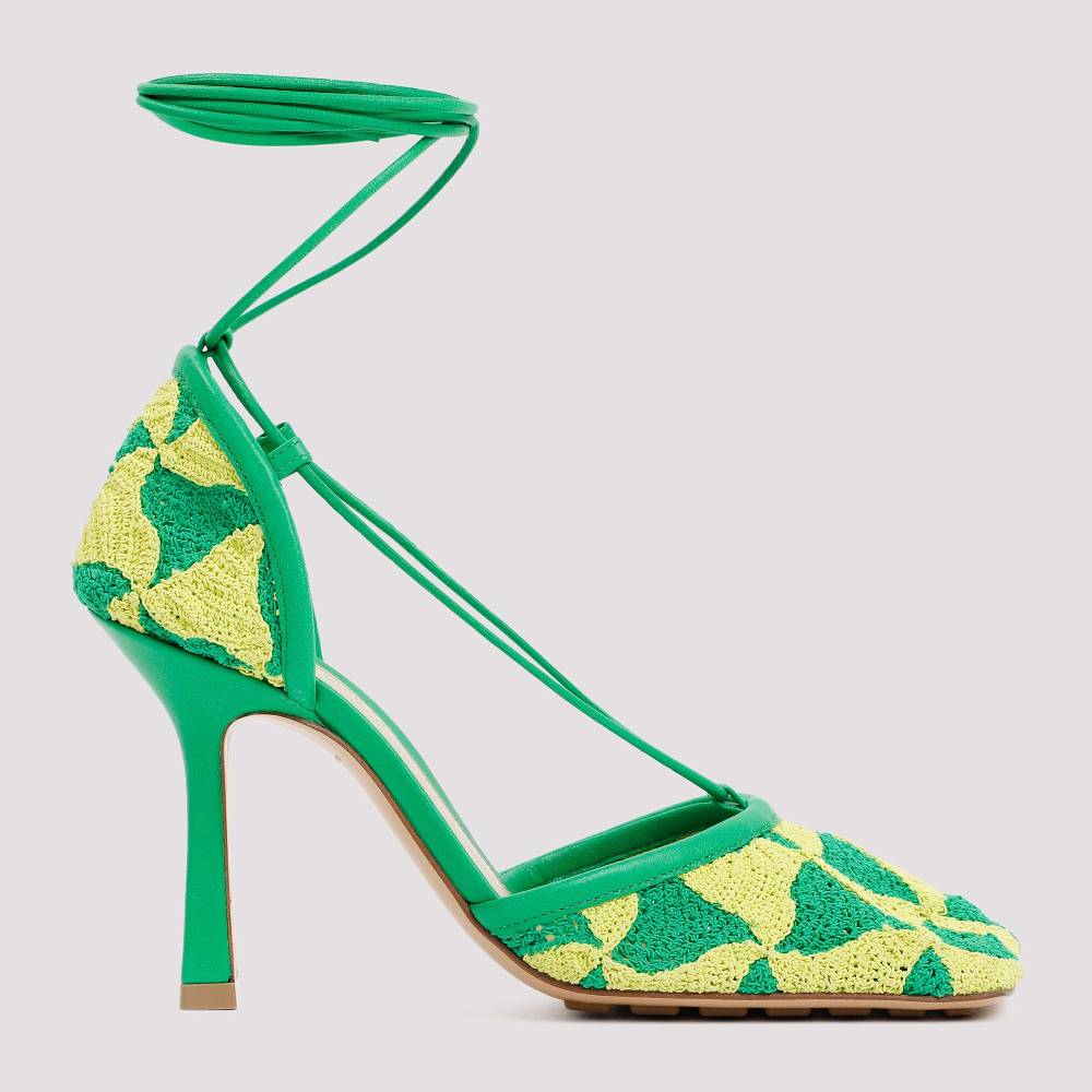 BOTTEGA VENETA  Sandali Bottega Veneta Verde e Giallo in Cotone per Donna Vendita