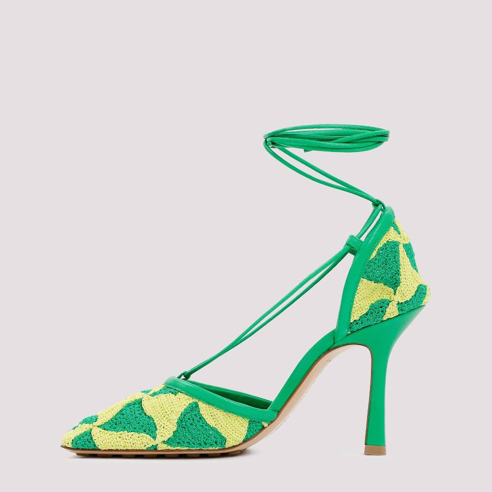 BOTTEGA VENETA  Sandali Bottega Veneta Verde e Giallo in Cotone per Donna Vendita