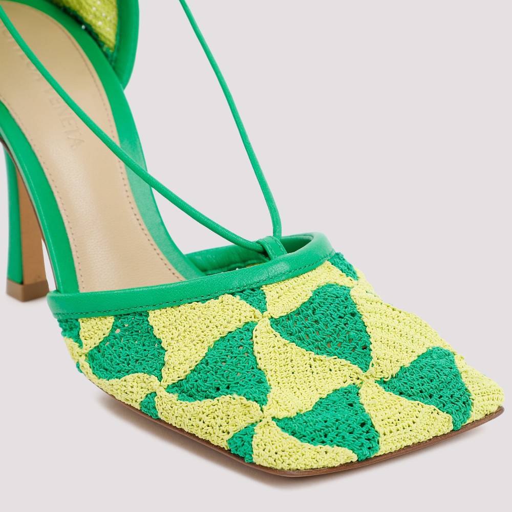 BOTTEGA VENETA  Sandali Bottega Veneta Verde e Giallo in Cotone per Donna Vendita
