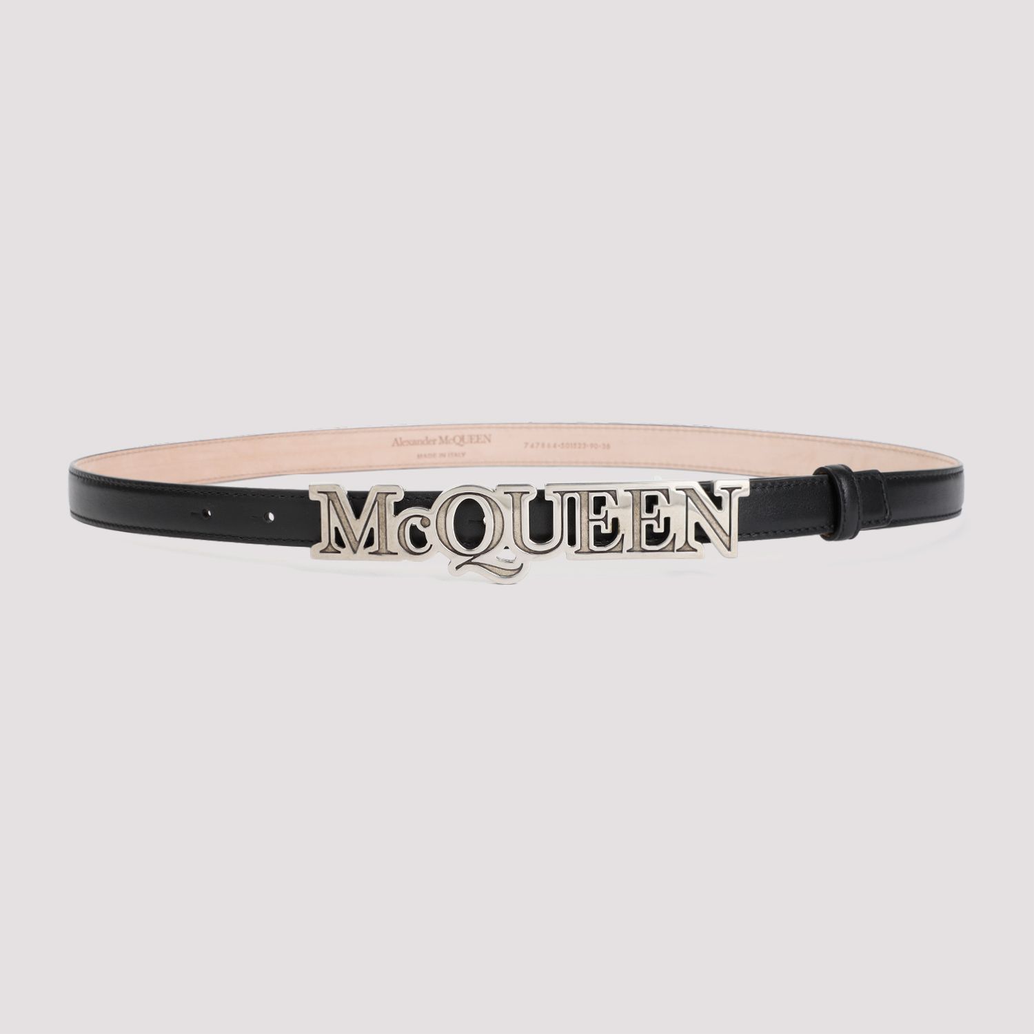 ALEXANDER MCQUEEN  Cintura di Pelle Nera Alexander McQueen con Fibbia Logo Promozione