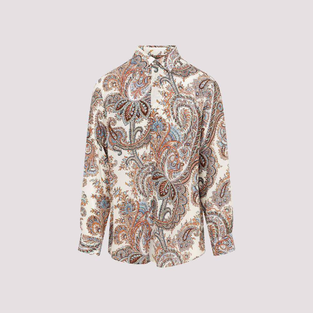 ETRO  Camicia Uomo ETRO Seta Bianca con Paisley Pezzi Unici