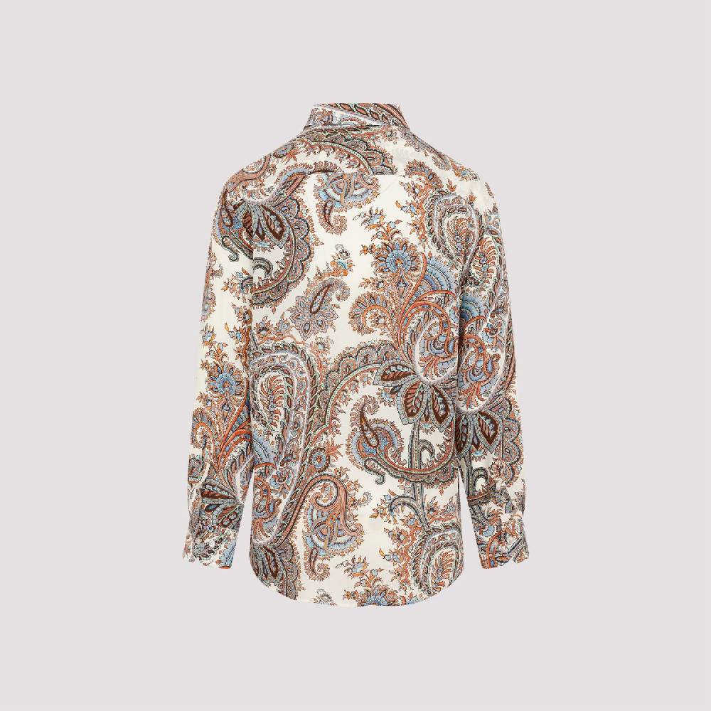ETRO  Camicia Uomo ETRO Seta Bianca con Paisley Pezzi Unici