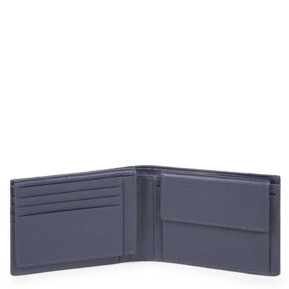 PIQUADRO  Portafoglio Blu da Uomo Piquadro - Misto Poliestere/Cotone con Portamonete e Scomparti per Carte Sottocosto