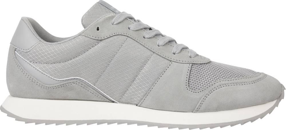 TOMMY JEANS  Sneakers Grigie Uomo in Pelle e Tessuto Tommy Jeans Saldi Di Fabbrica
