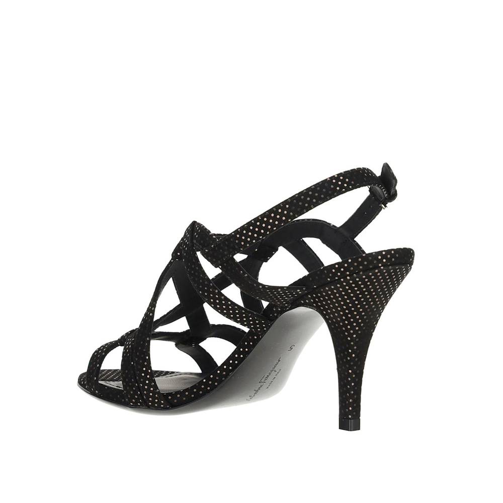 SALVATORE FERRAGAMO  Sandali con Tacco in Pelle Nera Salvatore Ferragamo Consegna Veloce