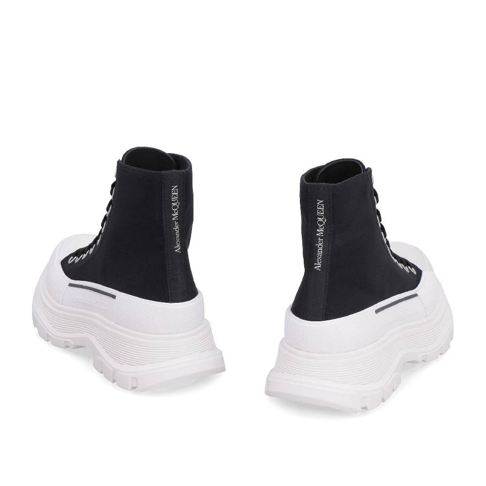 ALEXANDER MCQUEEN  Sneakers Alte in Tela Nere Alexander McQueen Treadslick Novità