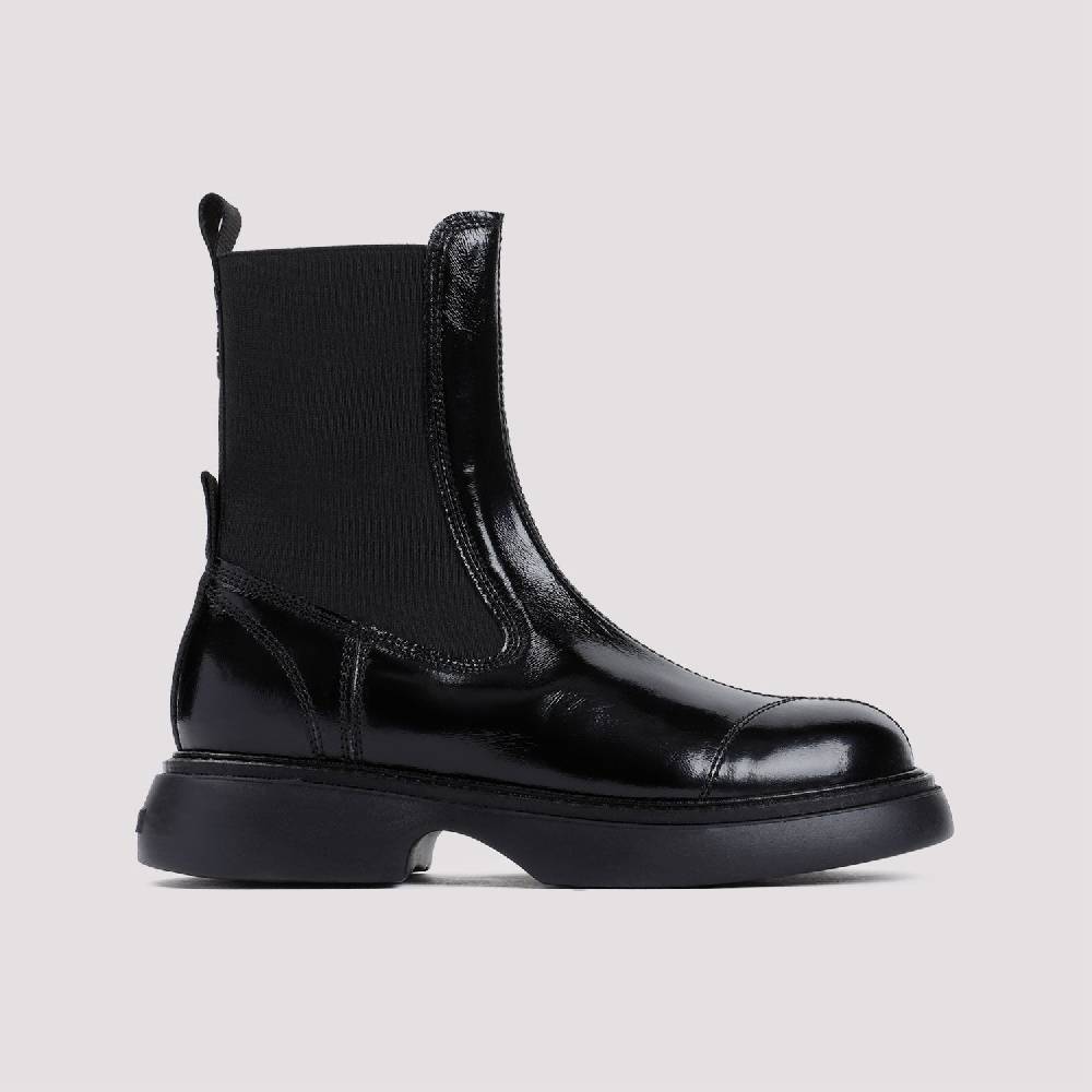 GANNI  Stivaletti Chelsea Neri Mid in Poliestere Riciclato GANNI Outlet