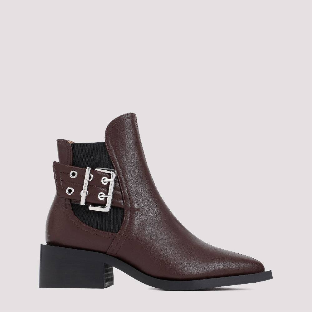 GANNI  Stivaletti Chelsea GANNI in Pelle Marrone Femminili In Vendita