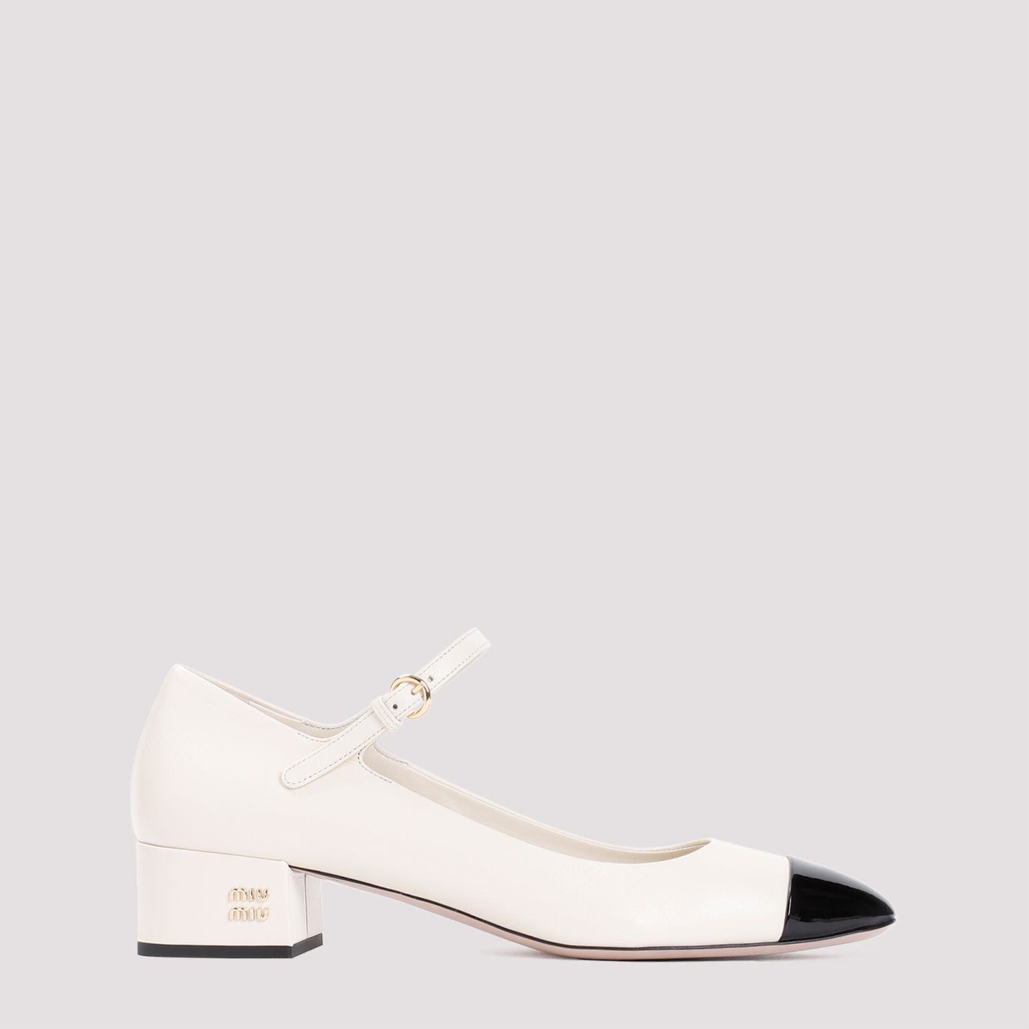 MIU MIU  Decollete in Pelle Color Nude MIU MIU con Tacco Logo Metallico Offerte