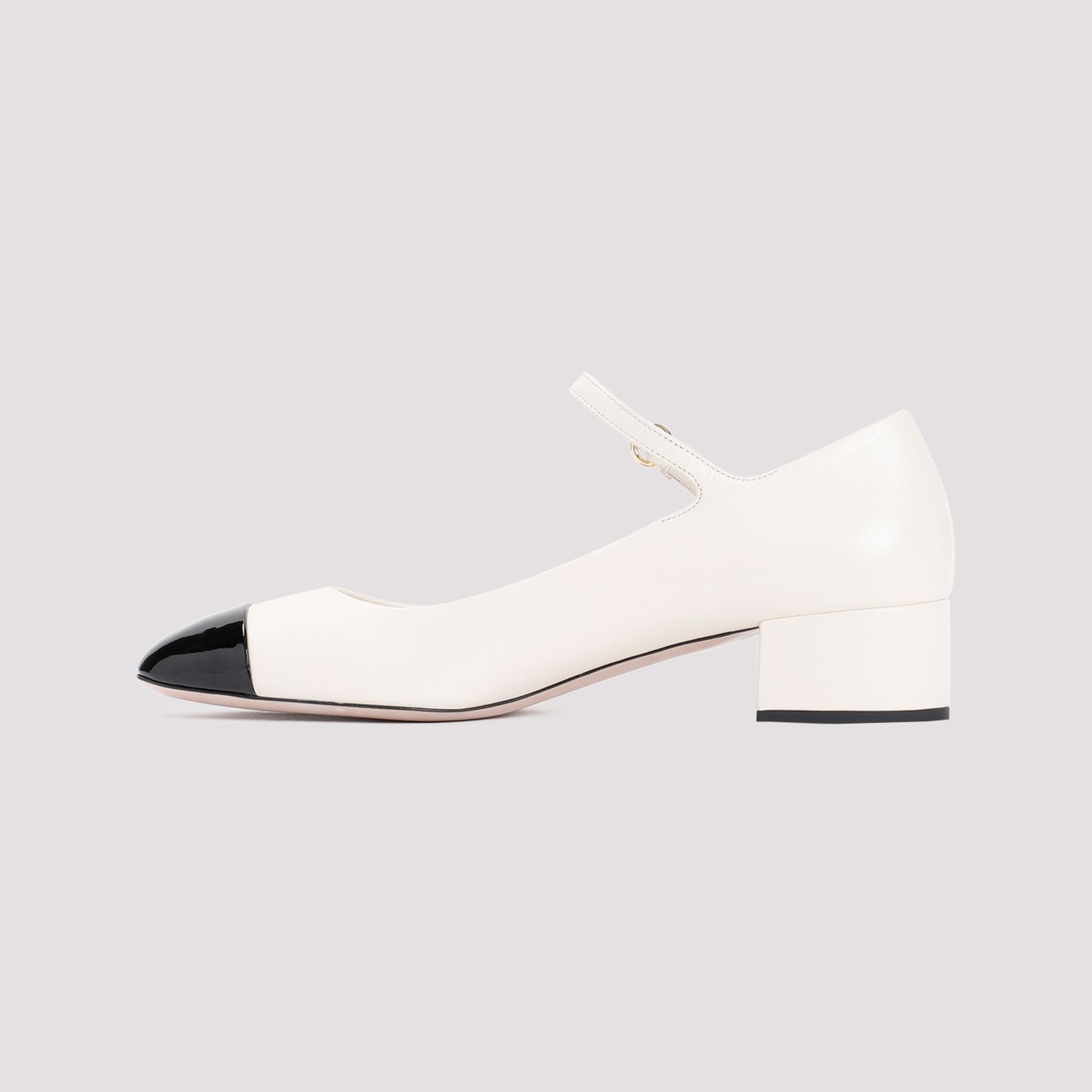 MIU MIU  Decollete in Pelle Color Nude MIU MIU con Tacco Logo Metallico Offerte