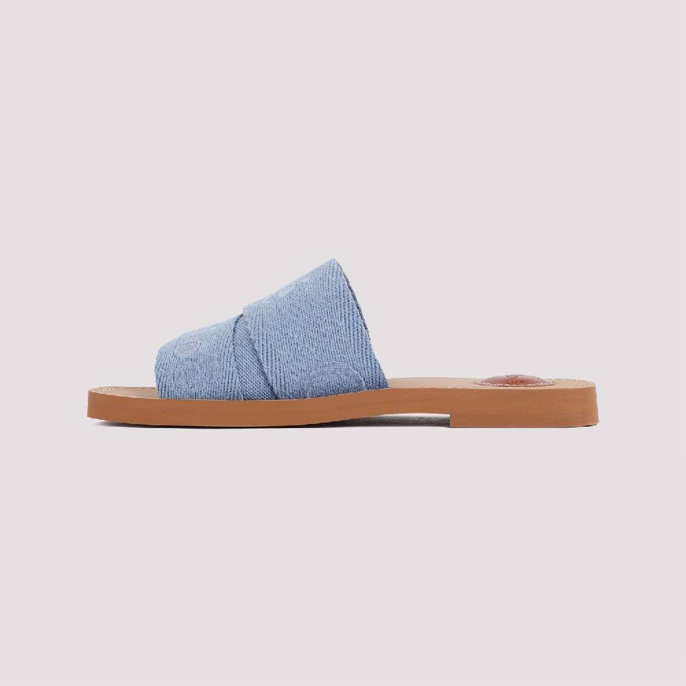 CHLOÉ  Stivaletti Bassi Chloé in Lino Blu Woody Vendita Calda