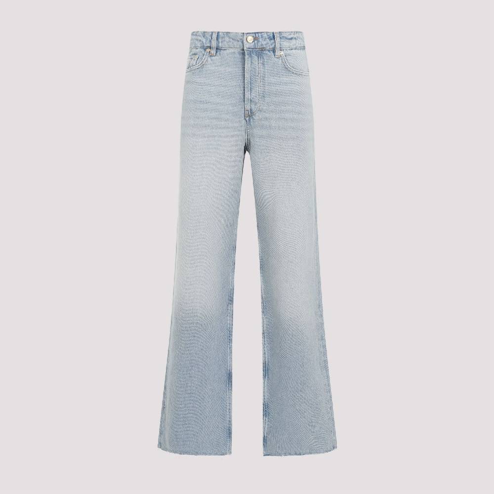 GANNI  Jeans GANNI in Cotone Biologico a Vita Alta - Azzurro Chiaro Saldi Di Fabbrica