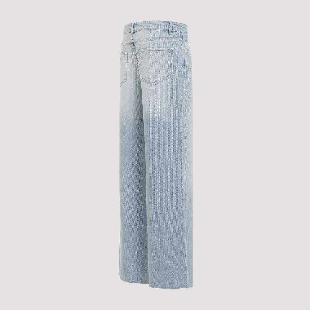 GANNI  Jeans GANNI in Cotone Biologico a Vita Alta - Azzurro Chiaro Saldi Di Fabbrica