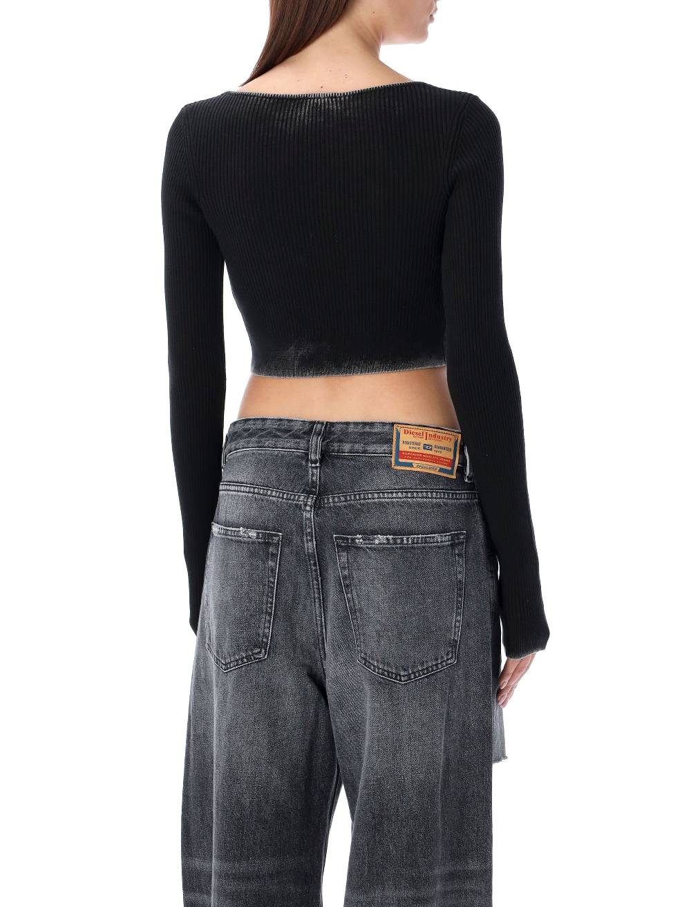 DIESEL KIDS  Cardigan Corto Diesel M-Latina Nero a Costine con Scollo a V Vendite Flash