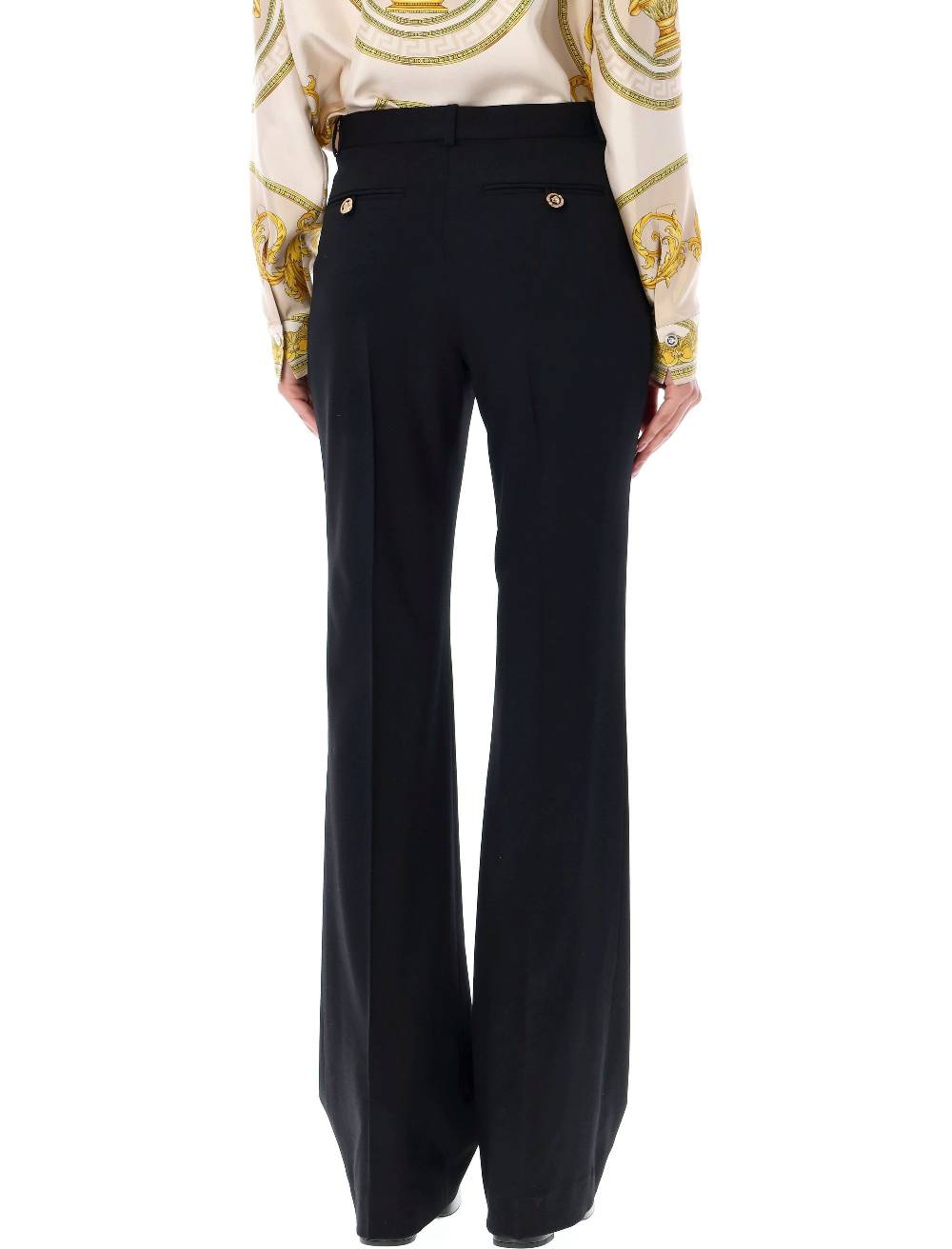 VERSACE  Pantaloni Svasati in Lana a Vita Alta Versace In Saldo