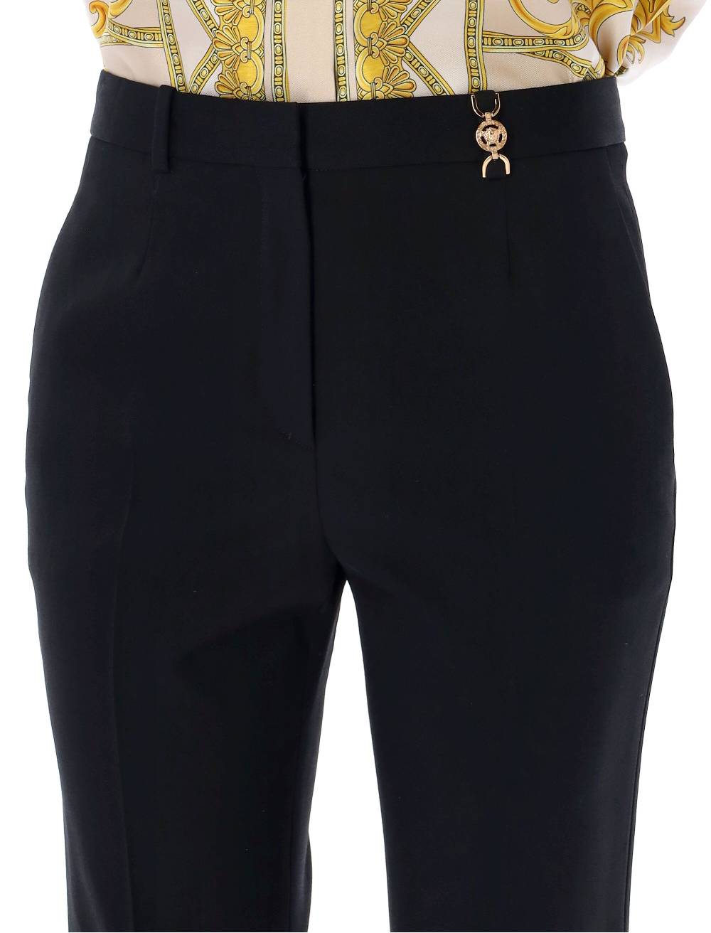 VERSACE  Pantaloni Svasati in Lana a Vita Alta Versace In Saldo