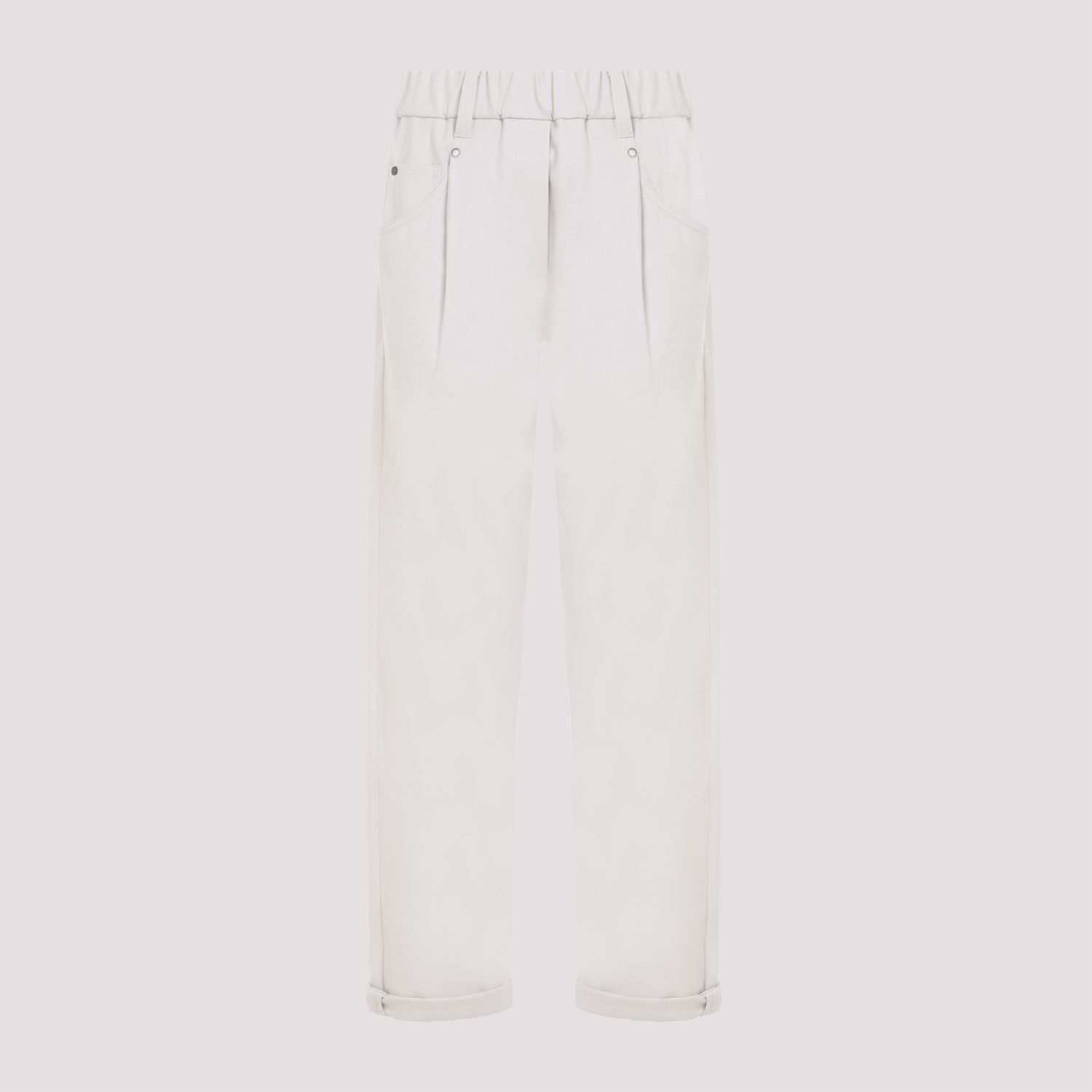 BRUNELLO CUCINELLI  Pantaloni in Cotone Elasticizzato Brunello Cucinelli - Color Carne Moda
