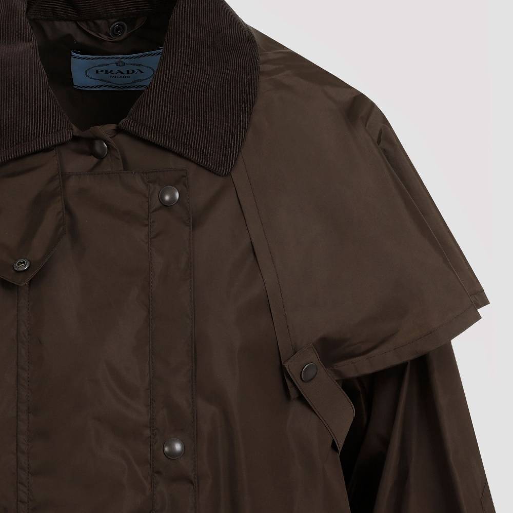 PRADA  Giacca da Donna Prada Marrone con Collo in Velluto a Coste in Poliammide Italia