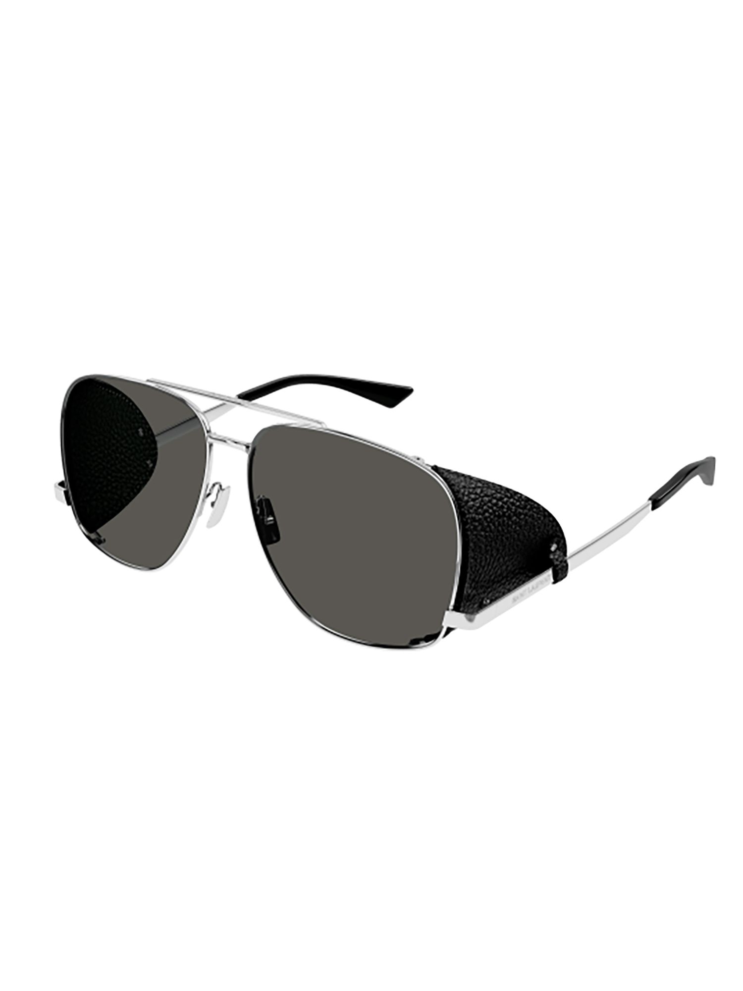 SAINT LAURENT  Occhiali da Sole Saint Laurent con Spoiler in Pelle Metallica Prezzo Ridotto