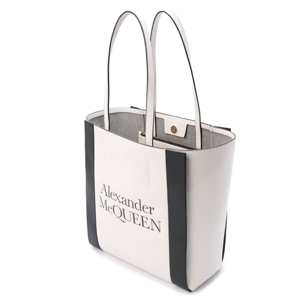 ALEXANDER MCQUEEN  Shopper Tote in Pelle di Vitello Bianca Alexander McQueen Offerte