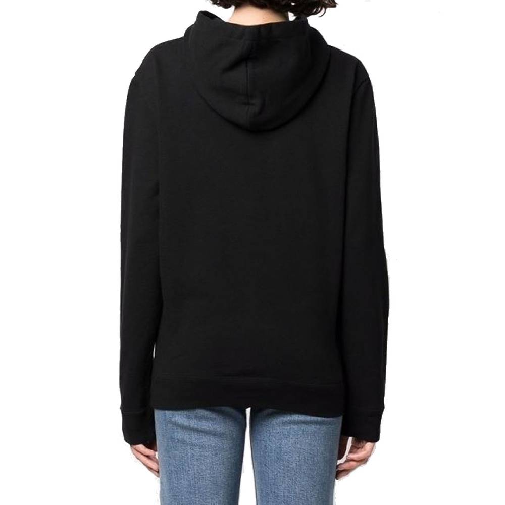 SAINT LAURENT  Felpa con Cappuccio Nera Logo SAINT LAURENT in Cotone per Donna Spedizione Gratuita