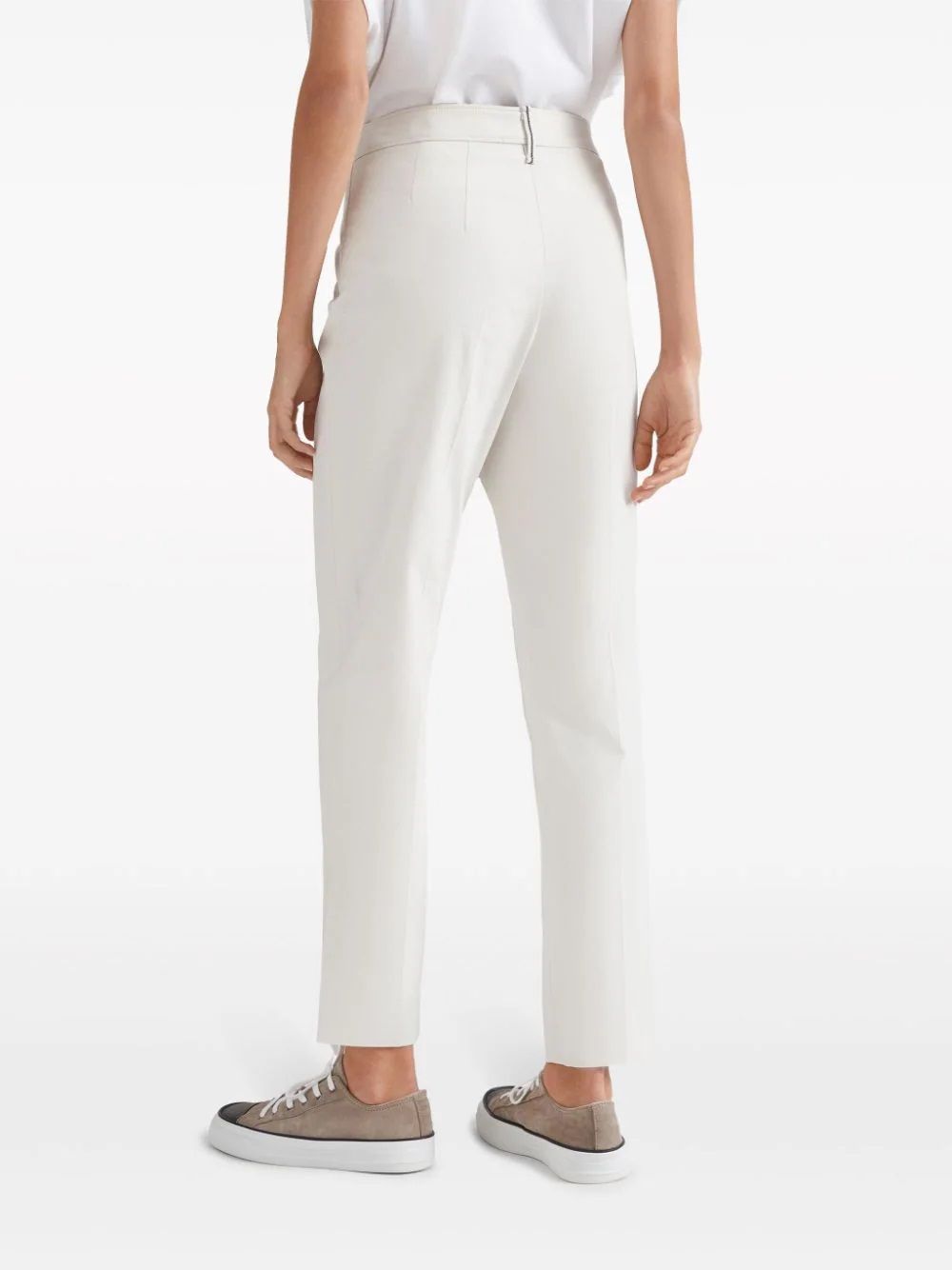 BRUNELLO CUCINELLI  Pantaloni Donna Bianchi in Cotone Elasticizzato Brunello Cucinelli Promozione Limitata