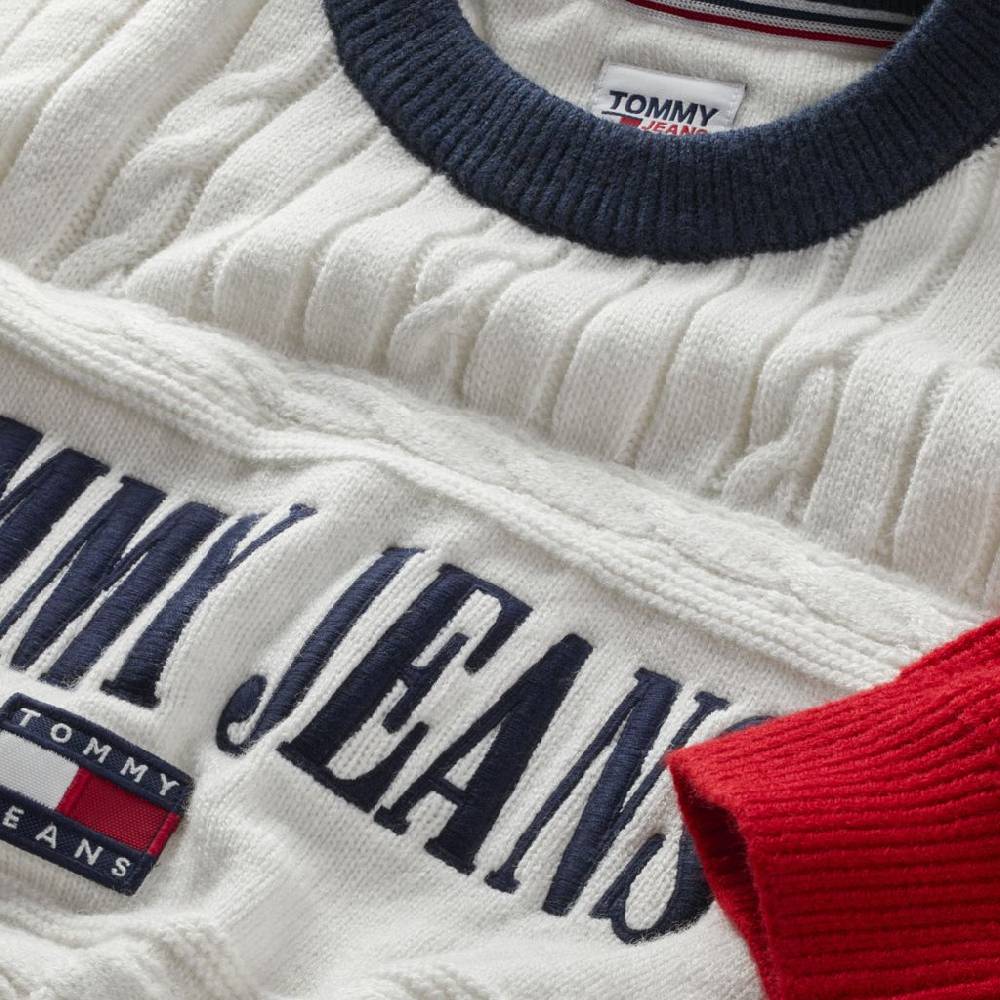 TOMMY JEANS  Felpa di Cotone Bianca Tommy Jeans Donna Offerta Giorno del Papà