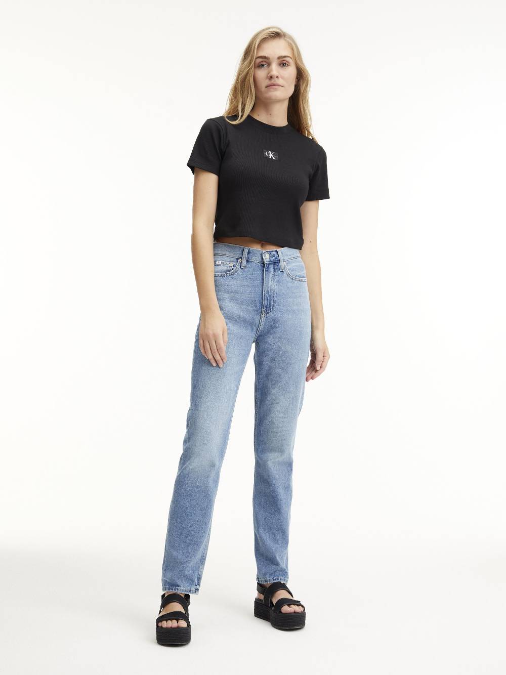 CALVIN KLEIN  Jeans Slim Fit a Vita Alta Calvin Klein in Azzurro Novità