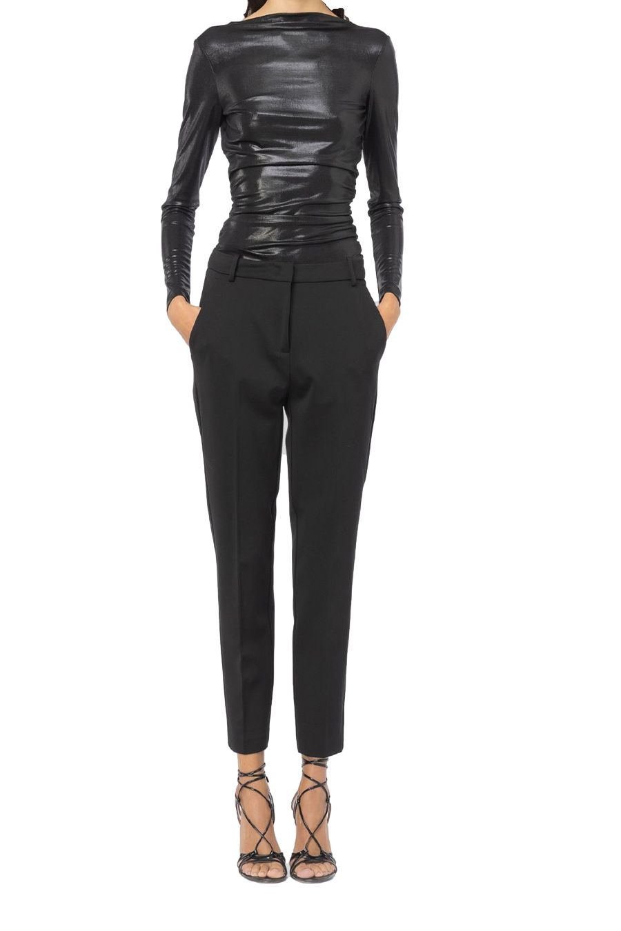 PINKO  Pantaloni Neri in Misto Viscosa PINKO da Donna Sconto