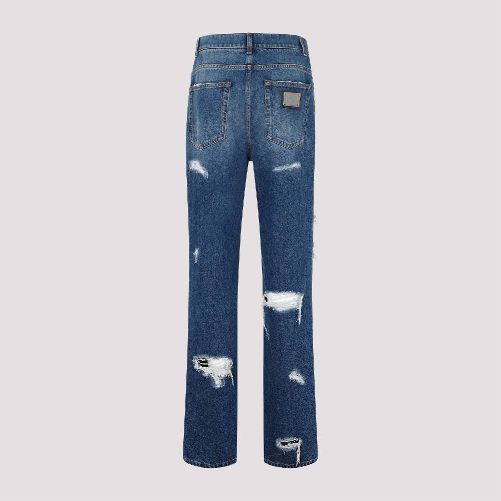 DOLCE & GABBANA  Jeans Distressed Cotone Blu Dolce & Gabbana Offerta