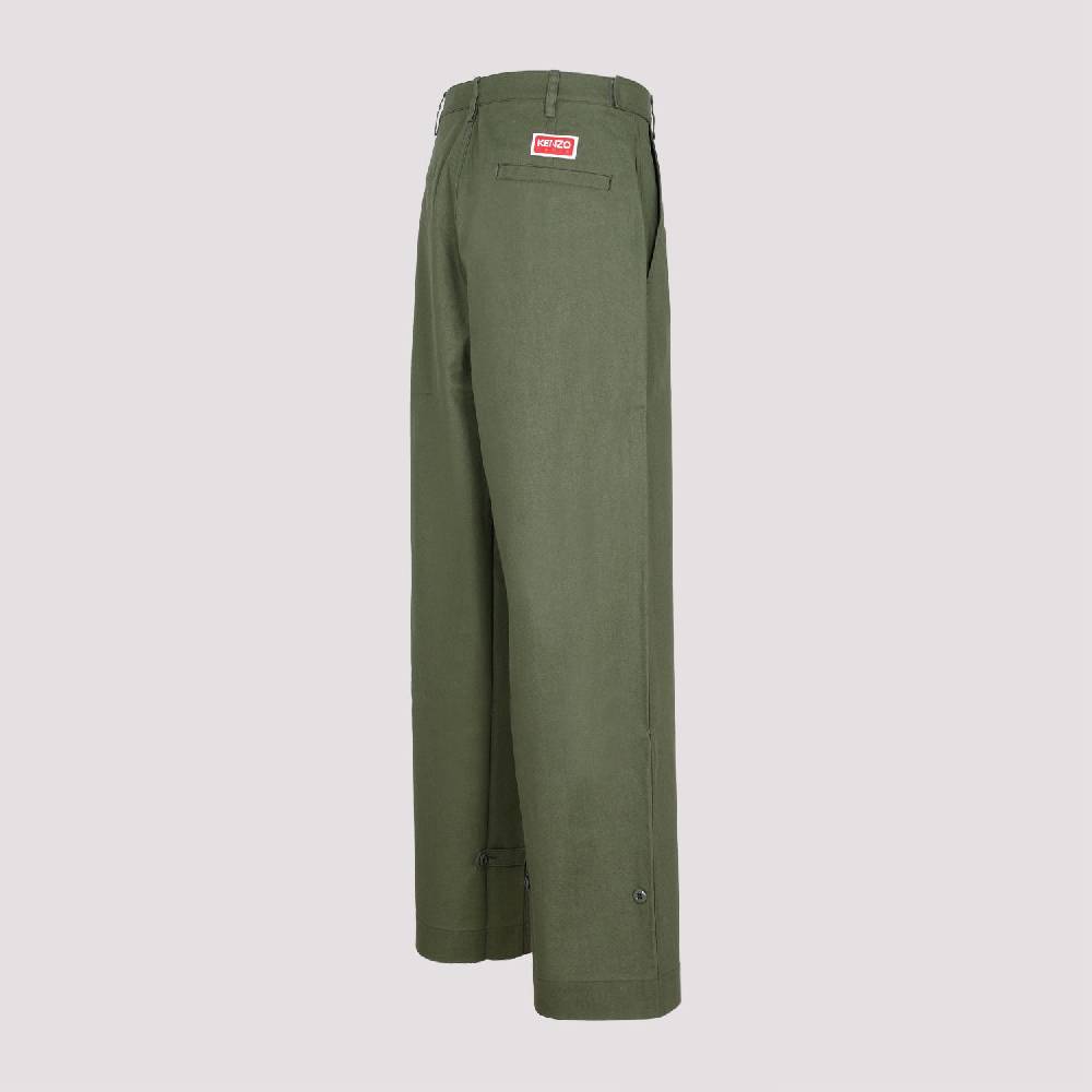 KENZO  Pantaloni Oversize in Cotone Kaki Scuro da Uomo KENZO Economico