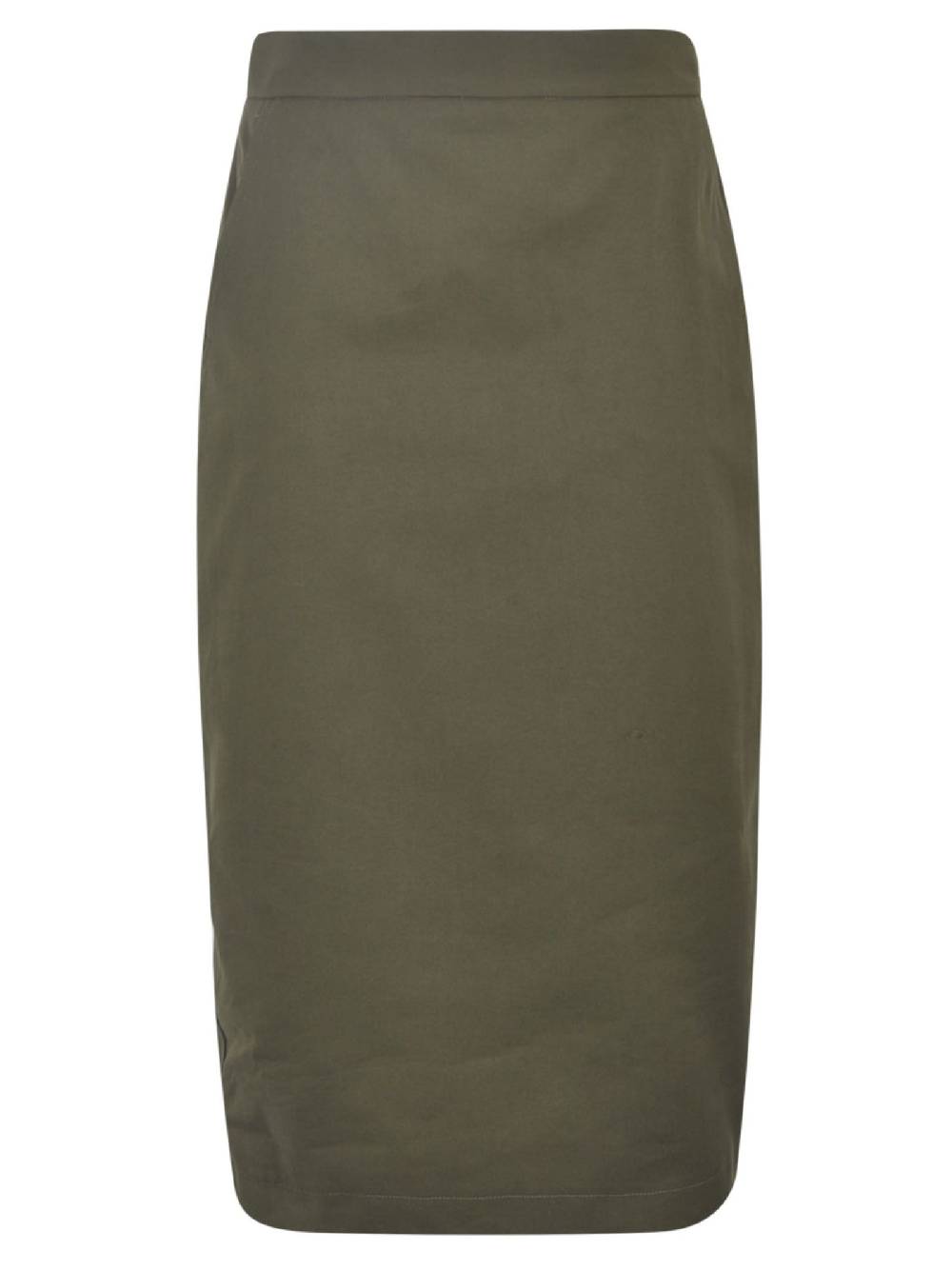 MAX MARA  Gonna in Cotone Verde Oliva Max Mara con Tasche Laterali