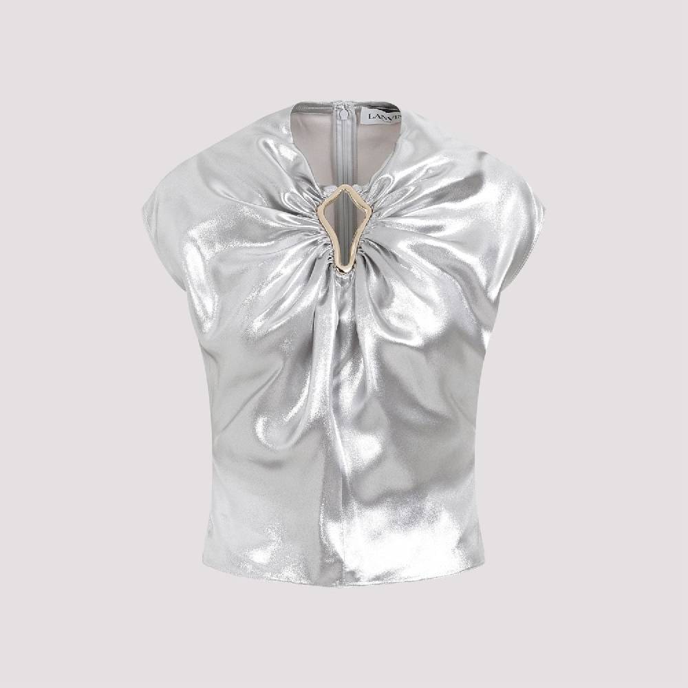 LANVIN  Top Drappeggiato Argento Metallizzato Lanvin - Viscosa Italia