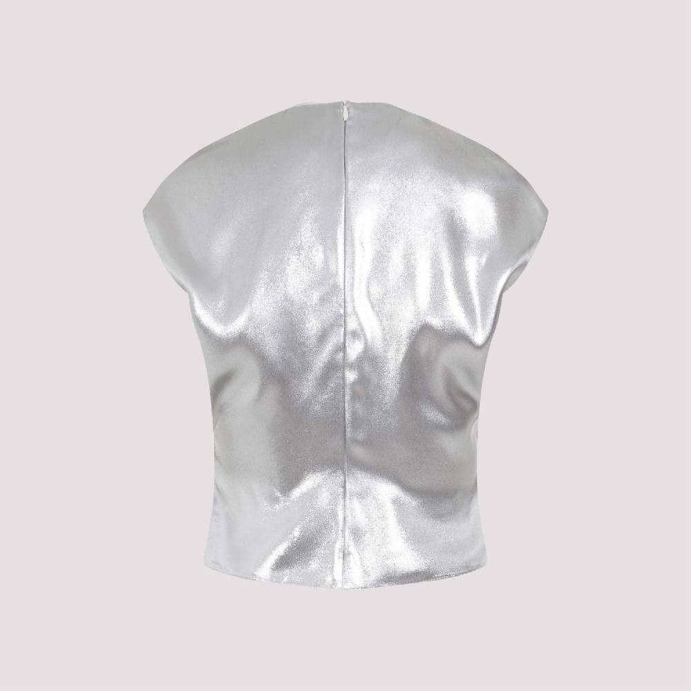 LANVIN  Top Drappeggiato Argento Metallizzato Lanvin - Viscosa Italia