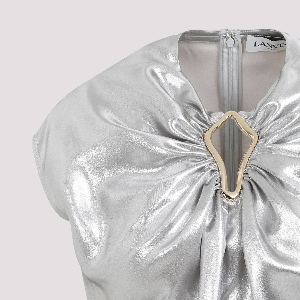LANVIN  Top Drappeggiato Argento Metallizzato Lanvin - Viscosa Italia