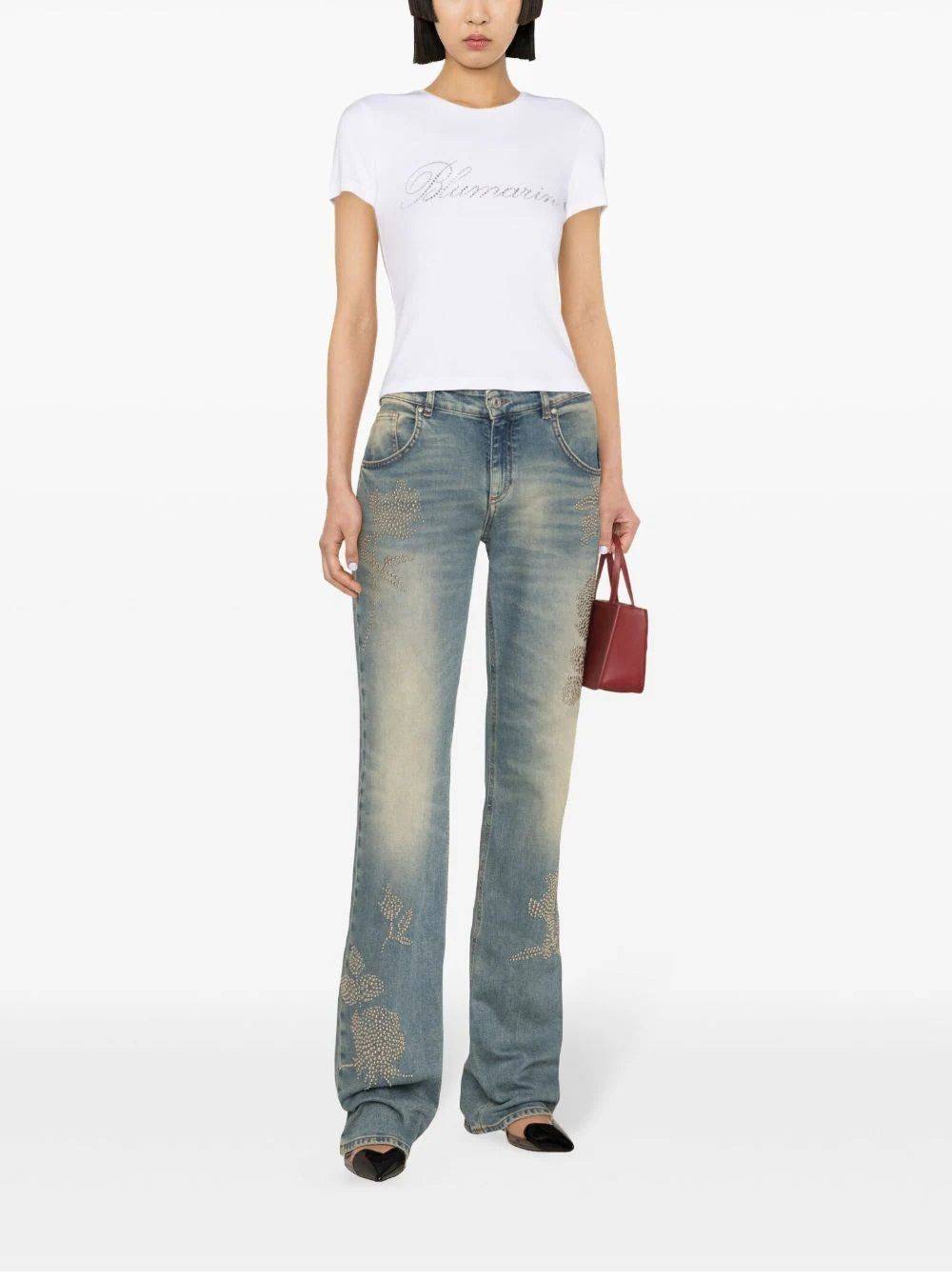 BLUMARINE  T-Shirt da Donna BLUMARINE in Cotone Bianco con Logo 2025