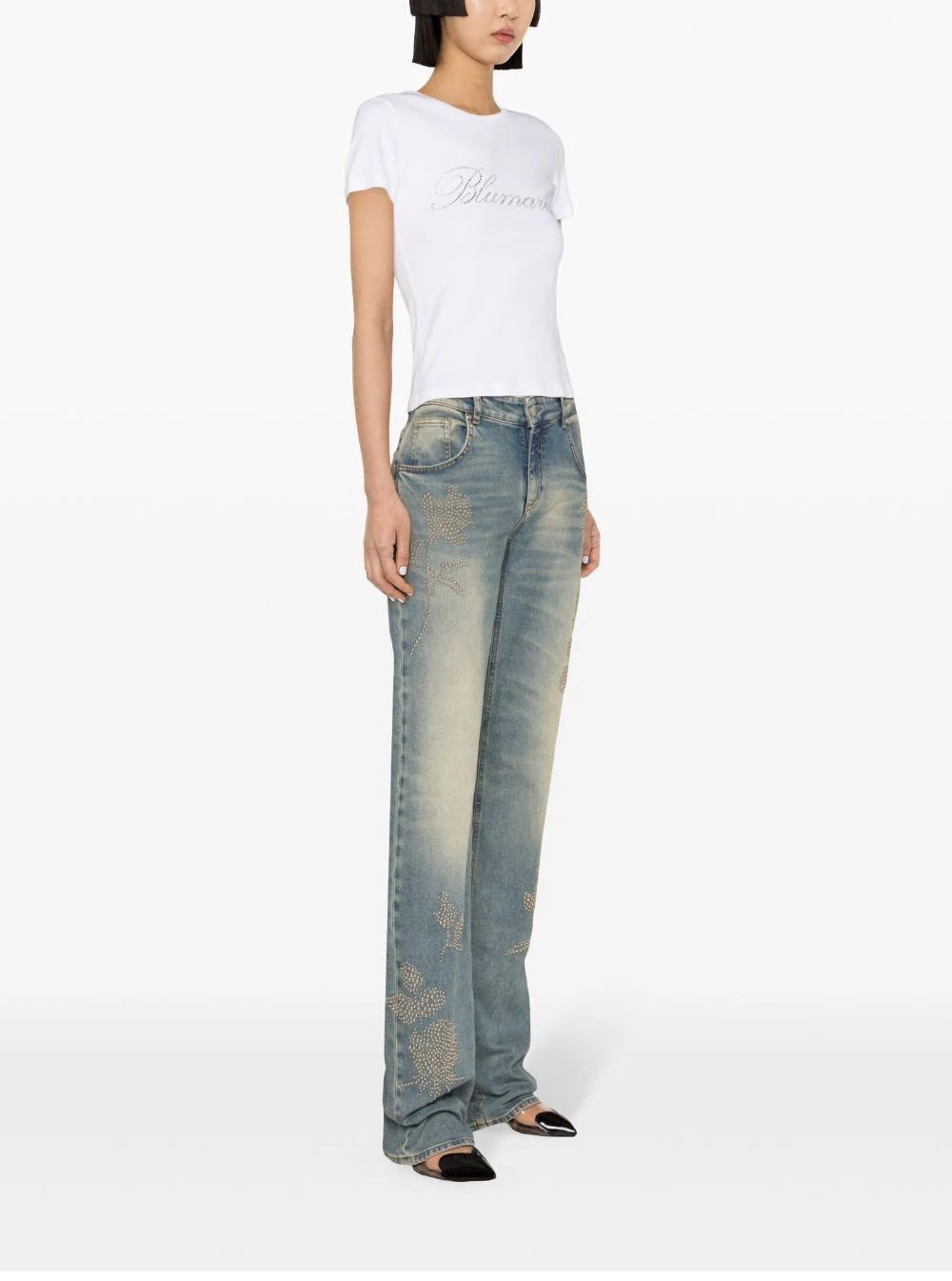 BLUMARINE  T-Shirt da Donna BLUMARINE in Cotone Bianco con Logo 2025