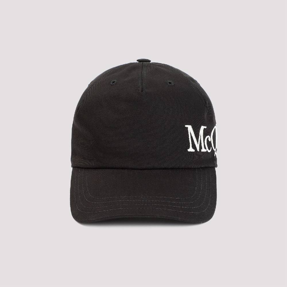 ALEXANDER MCQUEEN  Cappellino in Cotone con Logo Ricamato Alexander McQueen - Nero Spedizione Gratuita