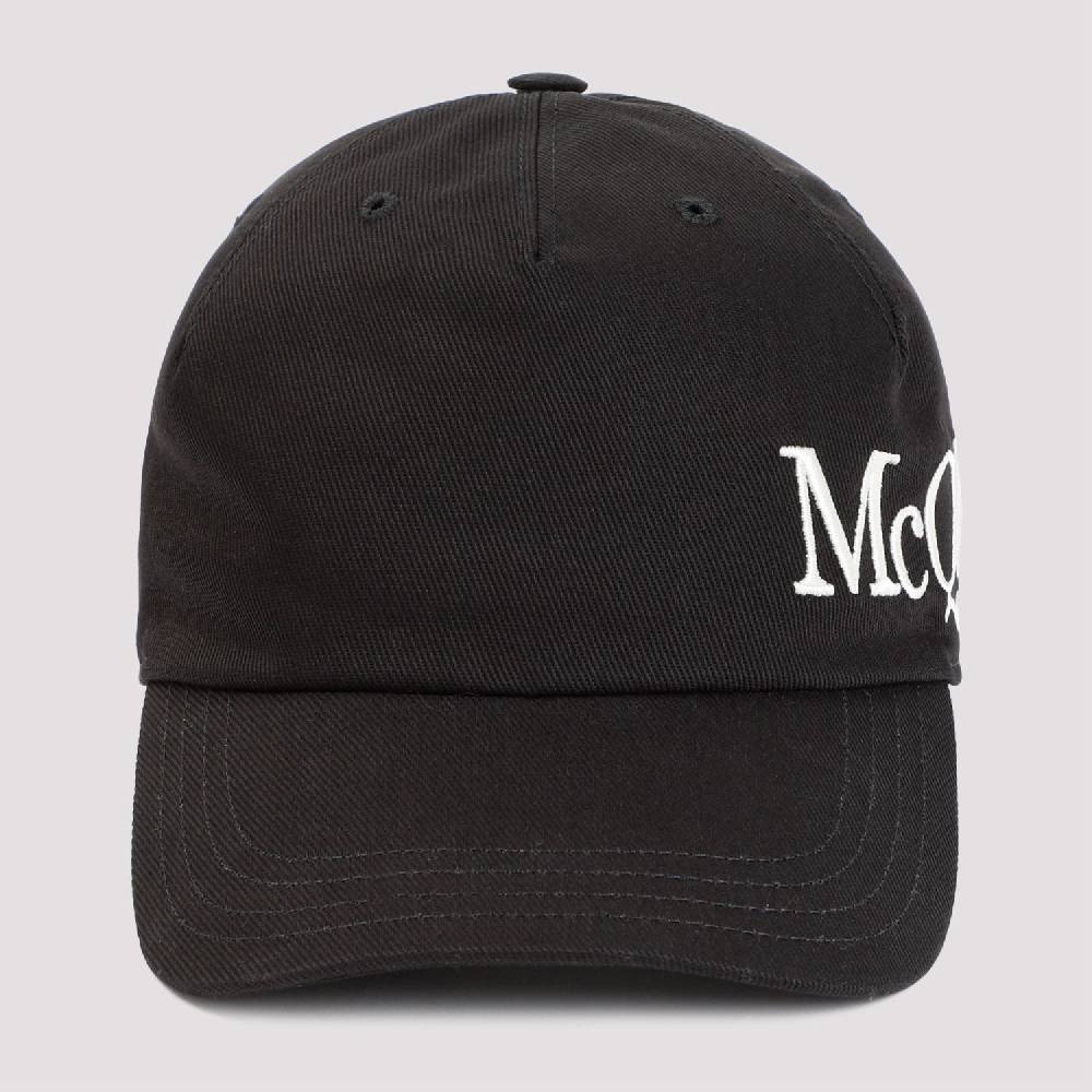 ALEXANDER MCQUEEN  Cappellino in Cotone con Logo Ricamato Alexander McQueen - Nero Spedizione Gratuita