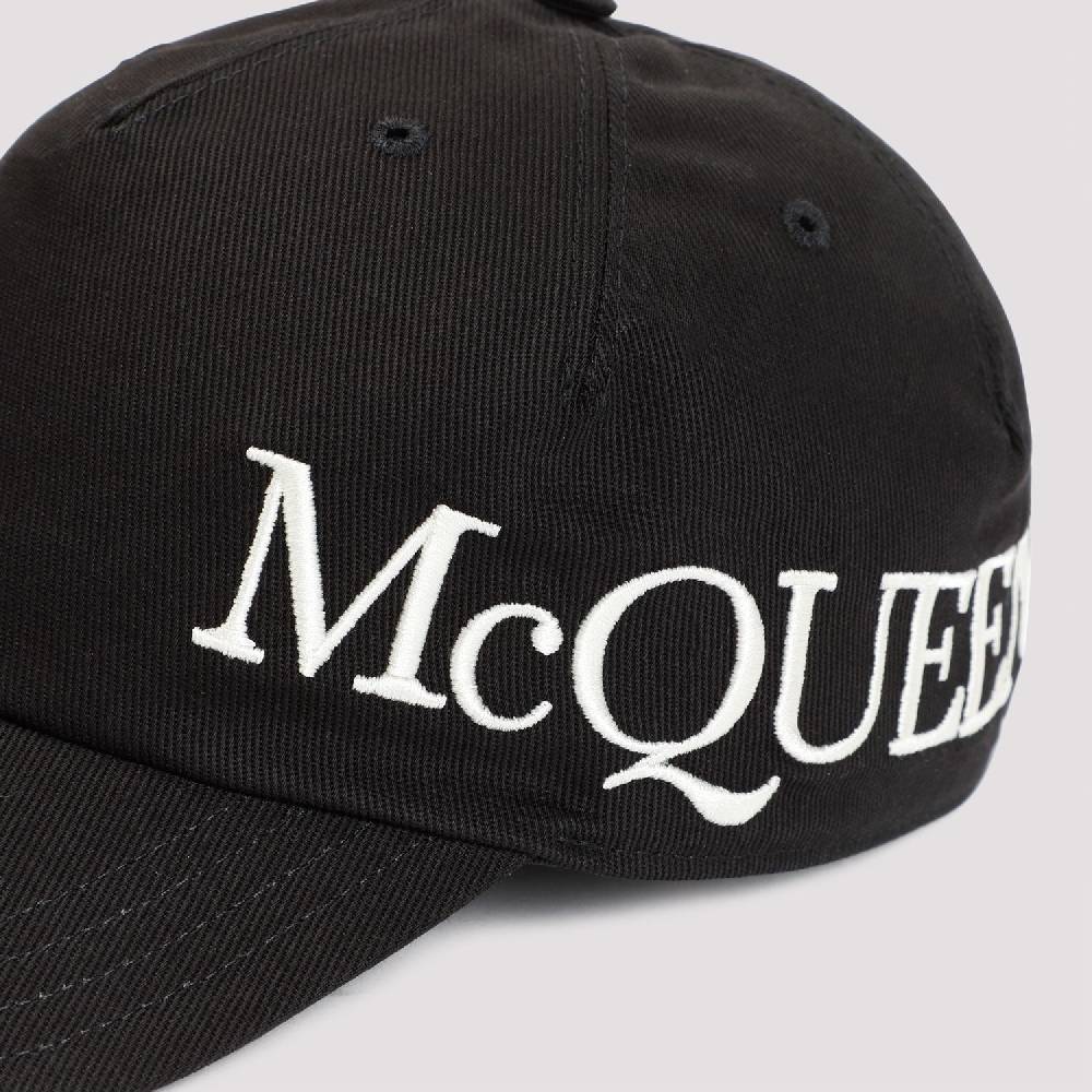 ALEXANDER MCQUEEN  Cappellino in Cotone con Logo Ricamato Alexander McQueen - Nero Spedizione Gratuita